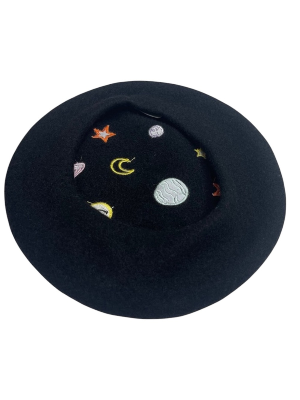 Rare: new Valfré ☻ Saturn Embroidered Wool Beret ☻ Black ☻ 1SFA Limited Edition - Picture 9 of 16